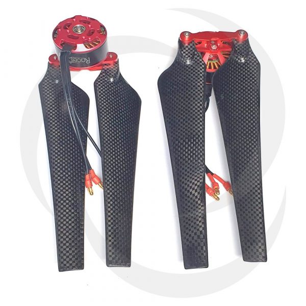 Spare motor pair with CW and CCW foldable props